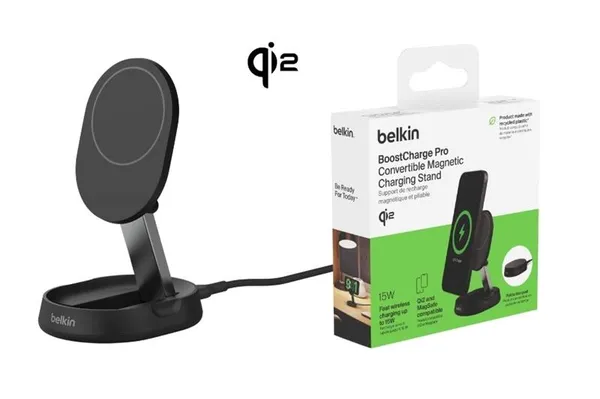 Зарядное устройство безпроводное Belkin Magnetic Stand QI2 15Вт, черный