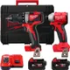 Набір із двох акумуляторних інструментів Milwaukee M18 BLPP2A3-502X 18В шурупокрут-дриль M18 BLPD2 гвинтоверт ударний M18 BLIDR акб М18 2х5А·год ЗП M12-18FC кейс