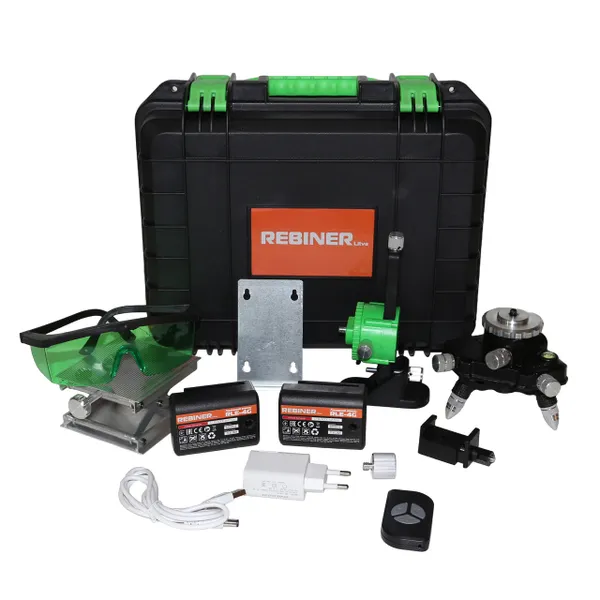 Лазерний рівень 16 променів Rebiner RLE-4G зелений діод з доставкою