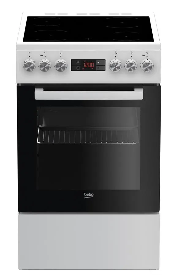 Плита Beko электрическая стеклокерамическая, 60л, 50x60см, дисплей, конвекция, белый