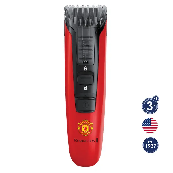 Тример Remington Beard Boss Manchester United, для бороди і вусів, акум., роторний мотор, насадок-1, сталь, червоний