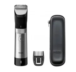 Триммер Philips Beard trimmer 9000 Prestige для бороды и усов, сеть+акум., насадок-1, чехол, сталь, черно-серебристый фото