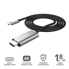 Адаптер Trust Calyx USB-C > HDMI, 1.8м, чорний фото