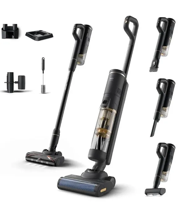 Пилосос Philips безпровідний AquaTrio, 7000 Series, вологе прибирання, конт пил -0.42л, автон. робота до 25хв, PowerCyclone Aqua, турборежим, чорний