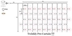 Smart LED Гирлянда Twinkly Pro Curtain RGBW 250 (10 по 25), IP65, AWG22 PVC Rubber черный фото