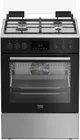 Плита Beko комби, 72л, 60x60см, дисплей, конвекция, чугун, черный