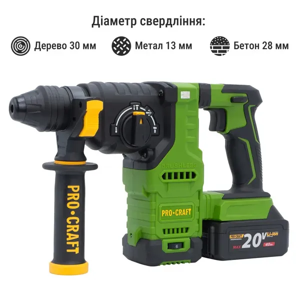 Аккумуляторный перфоратор Procraft PHA30 Кейс (с 2 акб и ЗП) цена в Украине