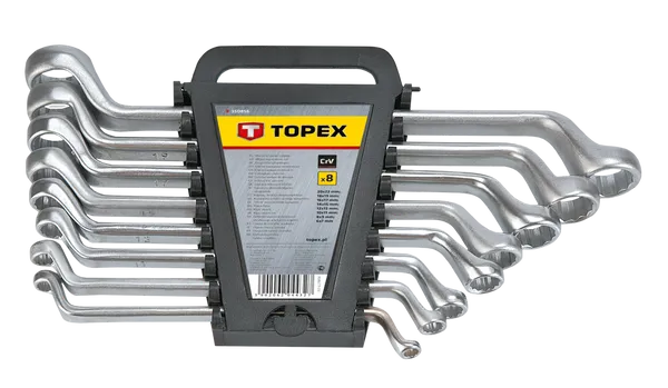 Ключи гаечные TOPEX, набор 8шт, накидные, двусторонние, CrV, 6-22мм