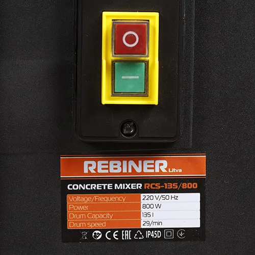 Бетономешалка 135 л, 0.8 кВт Rebiner RCS-135/800 [Бетоносмеситель] с доставкой