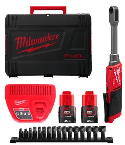 Гайковерт-тріскачка кутовий акумуляторний Hex 14.4мм MILWAUKEE, M12 FPTR-202X, 81Нм (зарядний пристрій, 2 акум. Х 2Аг, наскрізні фото