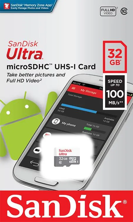 Карта пам'яті SanDisk microSD   32GB C10 UHS-I R100MB/s Ultra