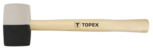 Киянка резиновая TOPEX, 450г, 58мм, рукоятка деревянная, чёрно-белый