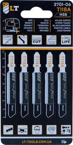Пилки для лобзика LT-T118A 5 шт. (3701-06) фото