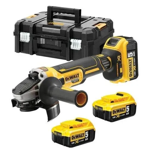 Шлифмашина угловая аккумуляторная DeWalt 18B XR Li-lon бесщеточная 125мм 3х5А·час 9000об·мин ЗП кейс 1.74кг