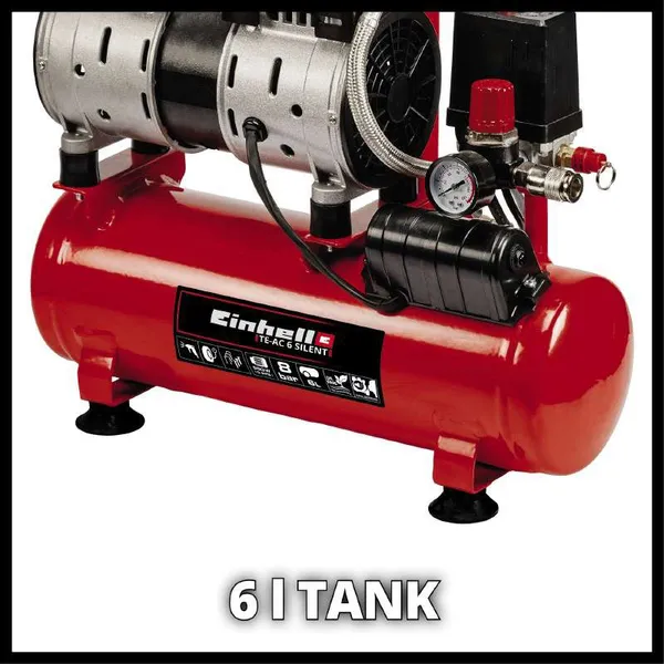 Компрессор воздушный Einhell TE-AC 6 Silent, 550Вт, 6л, 110л/мин, 8бар. купить в Украине