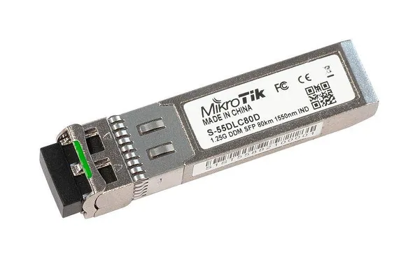 Трансивер MikroTik S-55DLC80D SFP, 1x1000BaseZX, SM, 80км, LC