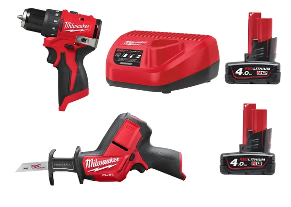 Набір з 2 акумуляторних інструментів M12 BLPP2A-402B (M12 BDD дриль-шурупокрут, C12 MT багатофункц. інструмент, зар.пристр + 2 а ціна в Україні