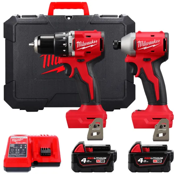 Набір з двох інструментів безщіткових акумуляторних M18 BLCPP2A-402C (M18 BLPDRC, M18 BLIDRC) (+2 акумулятори, зарядний пристрій