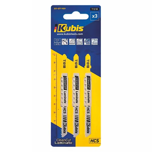 Пилки для лобзика 3 шт (дерево, ламинат, фанера, ДСП) Kubis 07-07-1101