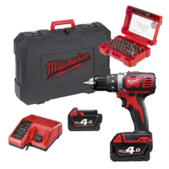 Дриль-шуруповерт акумуляторний MILWAUKEE M18 BDD-402CA (зарядний пристрій М12-18 С , 2 акумулятори В4 4Аг, кейс, набор біт 32шт) фото