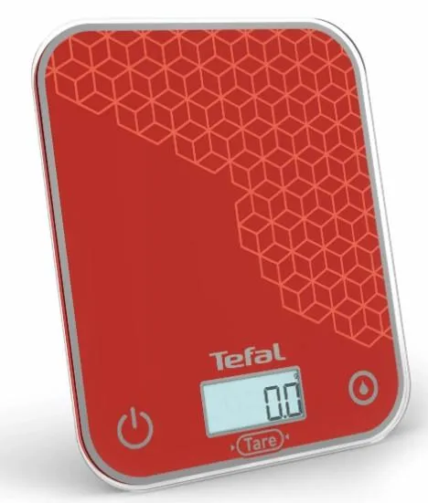 Весы Tefal кухонные Optiss, 5кг, AAAx2 в компл, стекло, красный