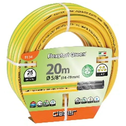 Шланг поливальний 5/8" 20м Flexyfort Green, жовтий з зел. полосою