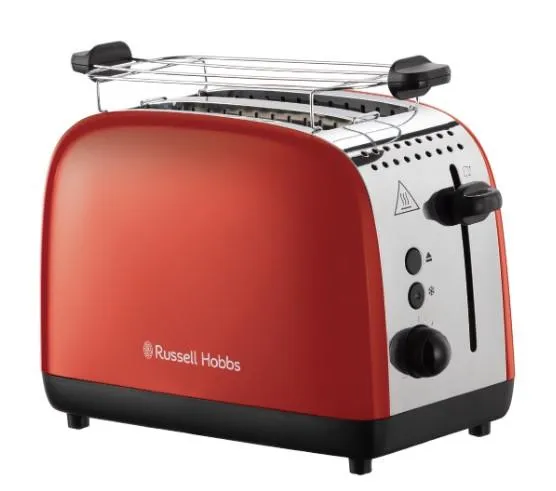 Тостер Russell Hobbs Colours Plus 1600Вт, підігрів, розморожування, метал., червоний