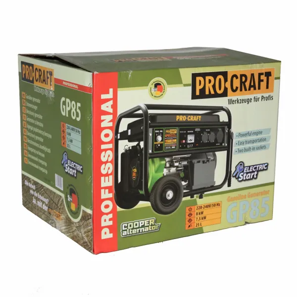 Генератор бензиновый с электростартером с медной обмоткой 8 кВт Procraft GP85 электрогенератор купить онлайн