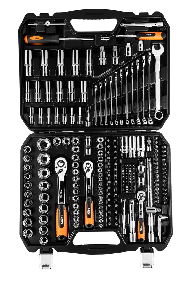 Набор торцевых ключей Neo Tools 1/2 ", 3/8", 1/4 ", CrV, 219 шт. фото №2