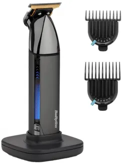 Тример Babyliss Super-X Metal Black Edition для усов и бороды, акум., насадок-2, сумка для хранения, подставка, сталь, черный фото