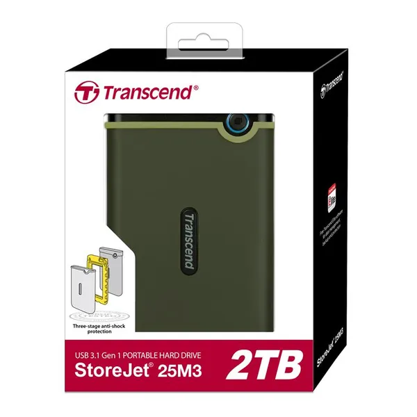 Портативный жесткий диск Transcend 2TB USB 3.1 StoreJet 25M3 Зелёный