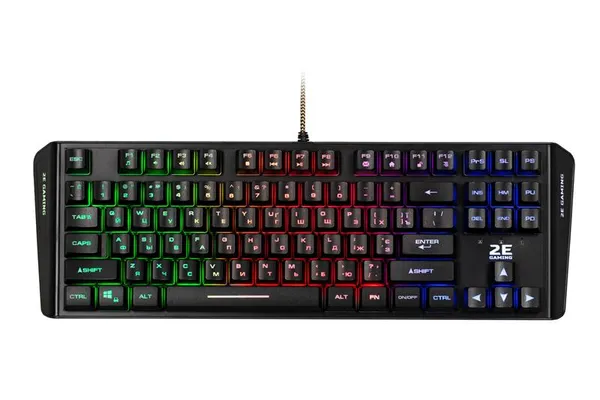 Клавіатура мембранна 2E GAMING KG355 87key, USB-A, EN/UA/RU, LED, чорний