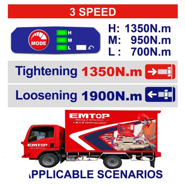 Гайковерт аккумуляторный EMTOP ECIWL201351 (без АКБ и ЗУ) цена в Украине