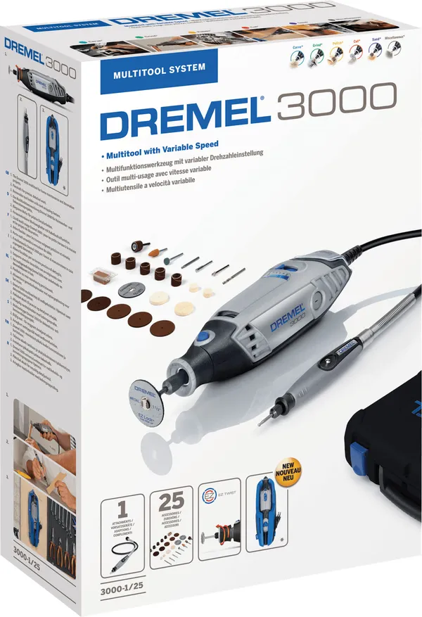 Шлифмашина шлифовально-гравировочная Dremel 3000-1/25, 130Вт, 10000-33000об/мин, 25 насадок, 0.55кг цена в Украине