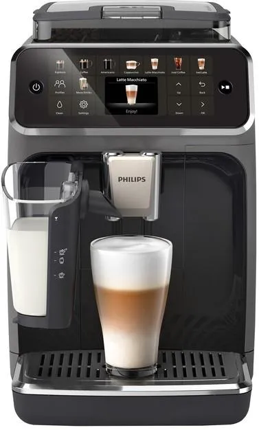 Кофемашина Philips Series 5500, 1.8л, зерно+мол., автомат.капуч, дисплей, авторецептов -22, холодн. кафе, серебристо-черный