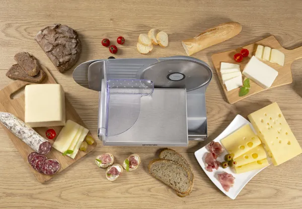 Ломтерезка Gorenje, 180Вт, лезвие-нерж.сталь, диаметр ножа-190мм, корпус-металл/пластик, серый цена в Украине