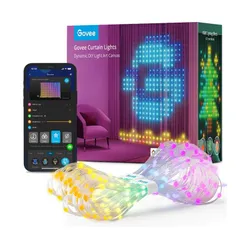 Гирлянда Smart LED Govee H70B1 Curtain Light RGB, 520 LEDs, IP65/IP44, 10м, кабель прозрачный фото