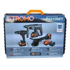 Набір акумуляторних інструментів (перфоратор, болгарка, шуруповерт) Stromo PA210SET фото