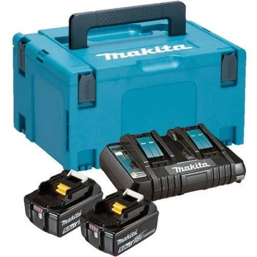 Акумулятори Makita BL1850B, 18 В / 5 А*год + зарядний пристрій DC18RD + кейс фото №1