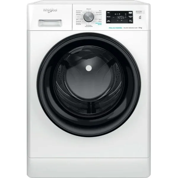 Стиральная машина Whirlpool фронтальная, 8кг, 1200, A+++, 60см, дисплей, пар, инвертор, люк черный, белый