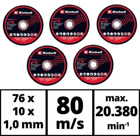 Диск отрезной Einhell TP-CO 18/76-C Li BL 76х10мм по металлу 5шт