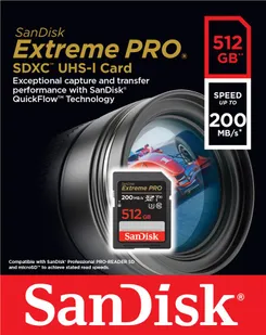 Карта пам'яті SanDisk SD  512GB C10 UHS-I U3 R200/W140MB/s Extreme Pro V30 фото