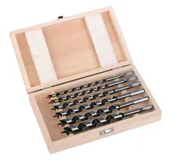 Набір спіральних свердел 230 мм (6 шт), дерев'яний пенал фото