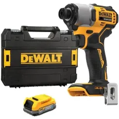 Шуруповерт ударный аккумуляторный DeWalt XR Li-Ion 18В бесщеточный PowerStack 1х1.7А·час 192Нм 3200об/мин 4200уд/мин кейс 0.88кг без ЗУ фото