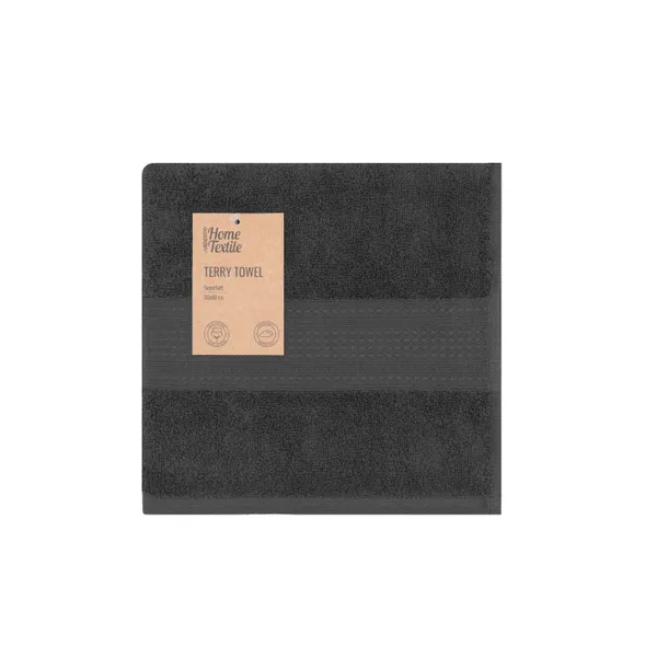 Полотенце махровое ARDESTO SuperSoft 50х90см, 100% хлопок, серый темный