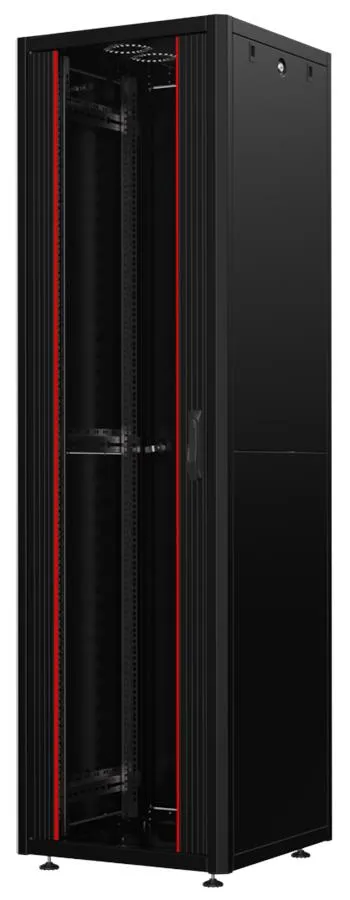 Шкаф MIRSAN 19", 42U, GTN SERVER, стеклянная дверь, 600x600 мм, максимально 1000 кг, черный