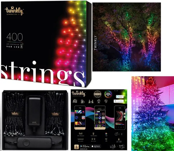 Гирлянда Smart LED Twinkly Strings RGB 400 IP44 32м черный кабель