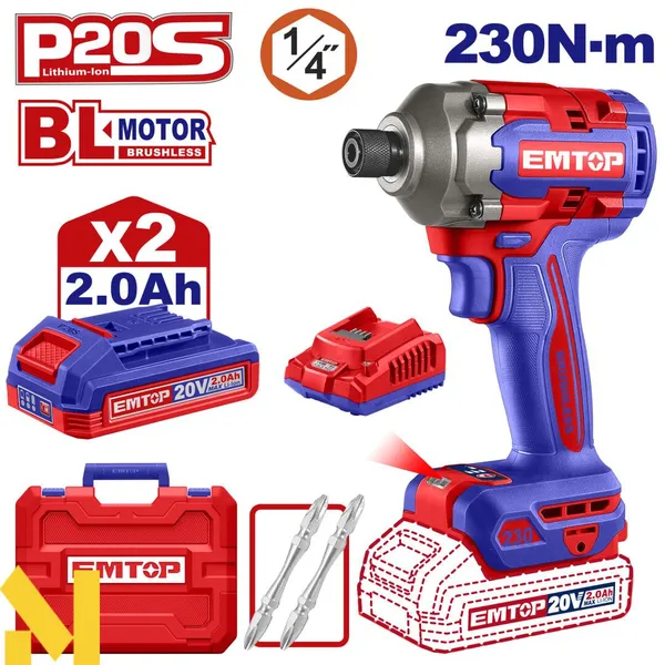 Винтоверт аккумуляторный EMTOP ECIRL2023 (АКБ+ЗУ)