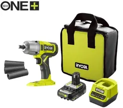 Гайковерт ударний акумуляторний Ryobi ONE+ RIW18-1C20SA3 18В АКБ 1х2А·год 2600об·хв 800Нм 1/2" 3 швидкості 1.7кг сумка фото