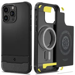 Чохол Spigen для iPhone 15 Pro, Rugged Armor MagFit, Matte Black фото